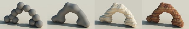 Metablob modeling of rock arche in Vue